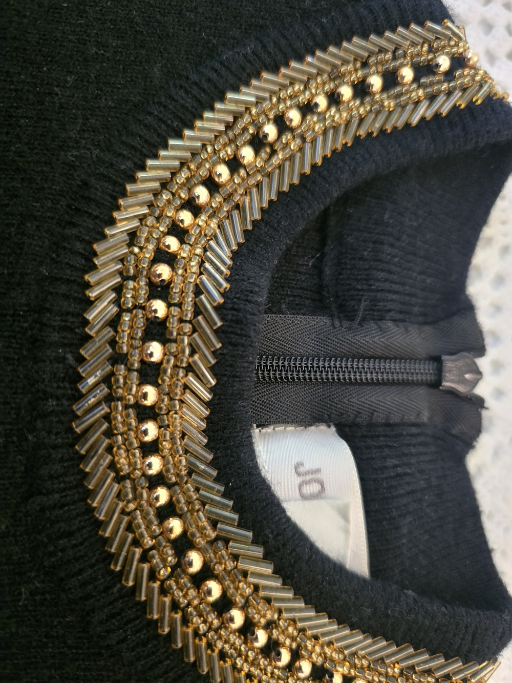 Jones New York Black Knit Top with Label Detail
